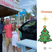 Couple enjoying beach and attraction transfers in Nassau during Christmas vacation